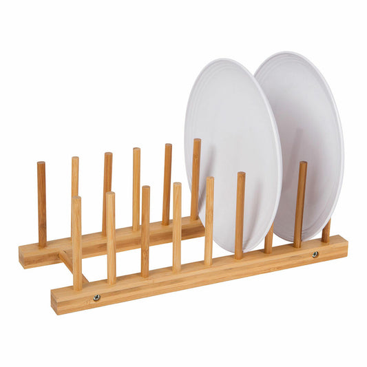 Plate Rack Natural Bamboo 34 x 12,5 x 12 cm BigBuy Cooking