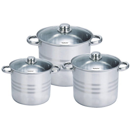 Pot with Glass Lid Royalty Line SP4 Steel 6 Pieces Royalty Line