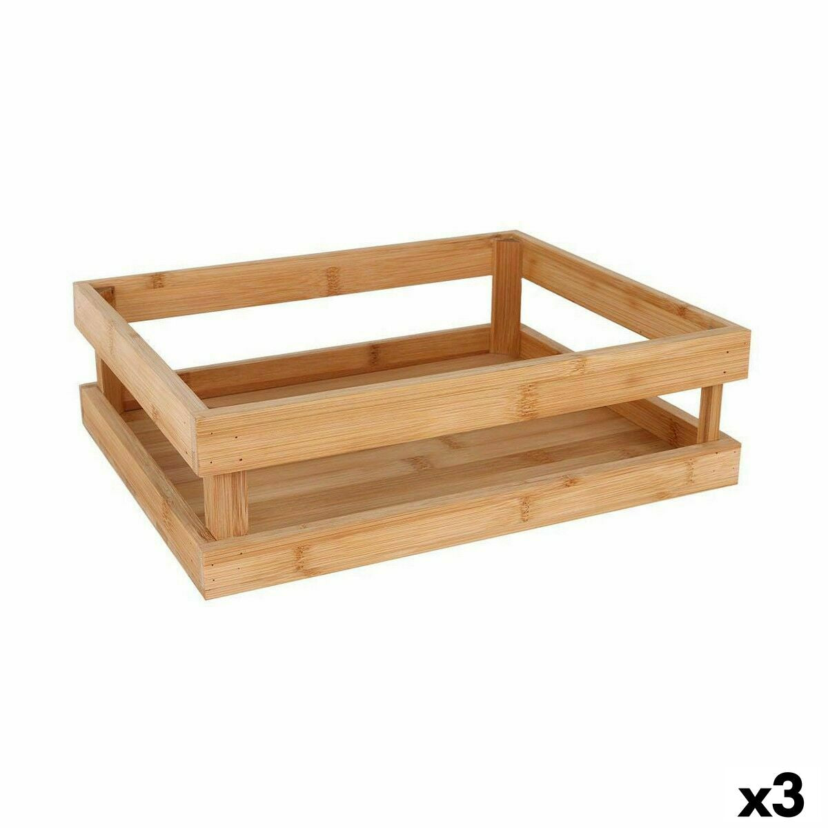 Snack tray Bamboo 32,5 x 26,5 x 10 cm (3 Units) BigBuy Home