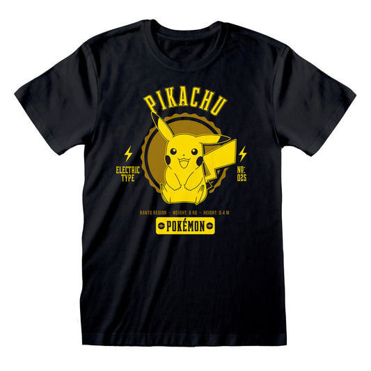 Short Sleeve T-Shirt Pokémon Collegiate Picachu Black Unisex