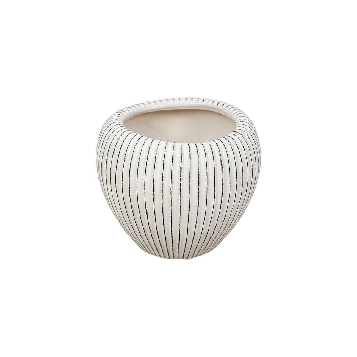 Planter Romimex Beige Ceramic Stripes 20 x 17 x 20 cm Romimex