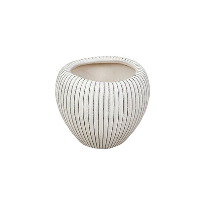 Planter Romimex Beige Ceramic Stripes 20 x 17 x 20 cm Romimex