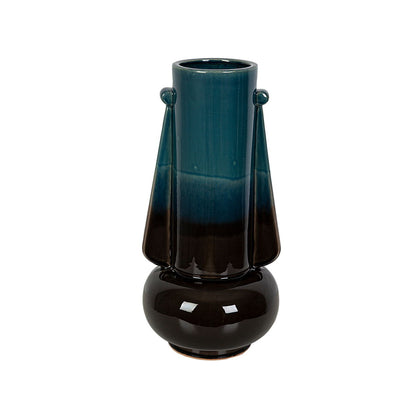 Vase Romimex Blue/Black Ceramic 22 x 44 x 22 cm Romimex