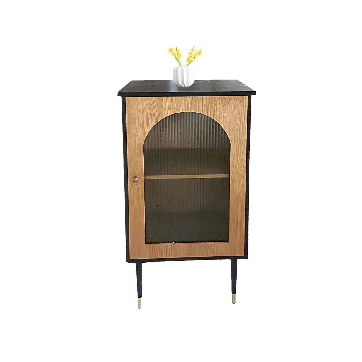 Sideboard Romimex Black Natural Metal MDF Wood 82 x 55 x 55 cm Romimex