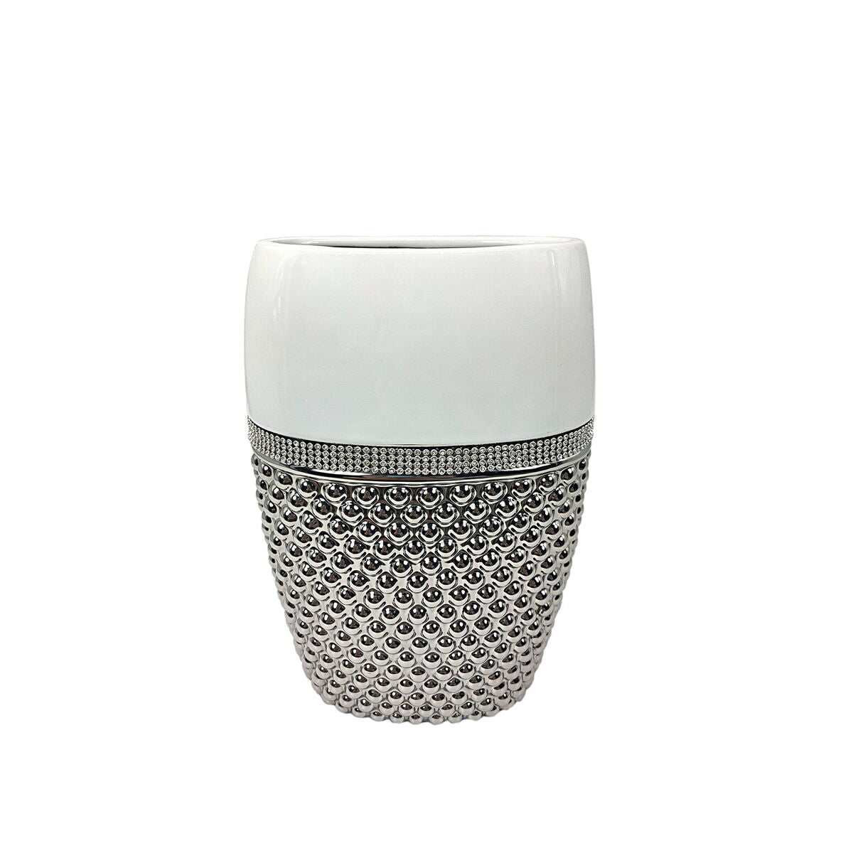 Vase Romimex White Silver Ceramic 15 x 24 x 9 cm Romimex