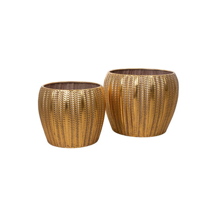 Set of Planters Romimex Golden Metal (2 Pieces) Romimex