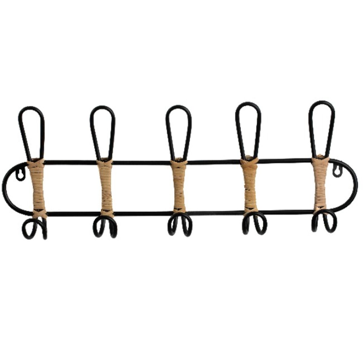 Wall mounted coat hanger Romimex Black wicker 61 x 21 x 8 cm Romimex