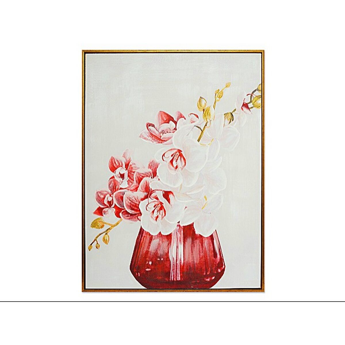 Painting Romimex White Red Canvas Flowers 60 x 80 x 4 cm Romimex