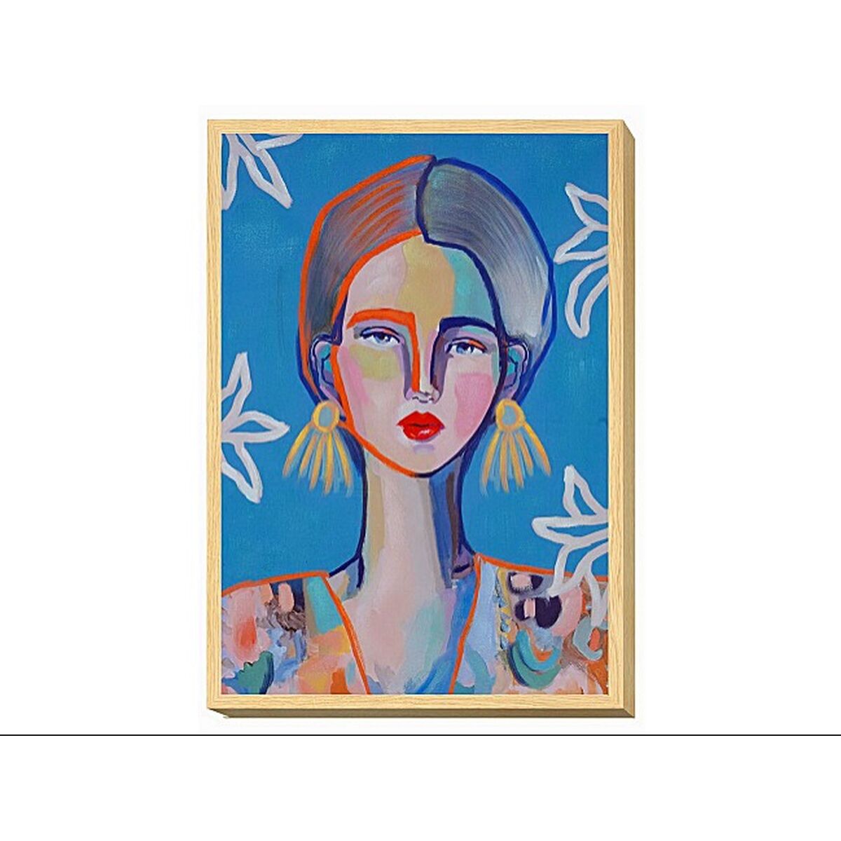 Painting Romimex Multicolour Canvas Lady 50 x 70 x 4 cm Romimex