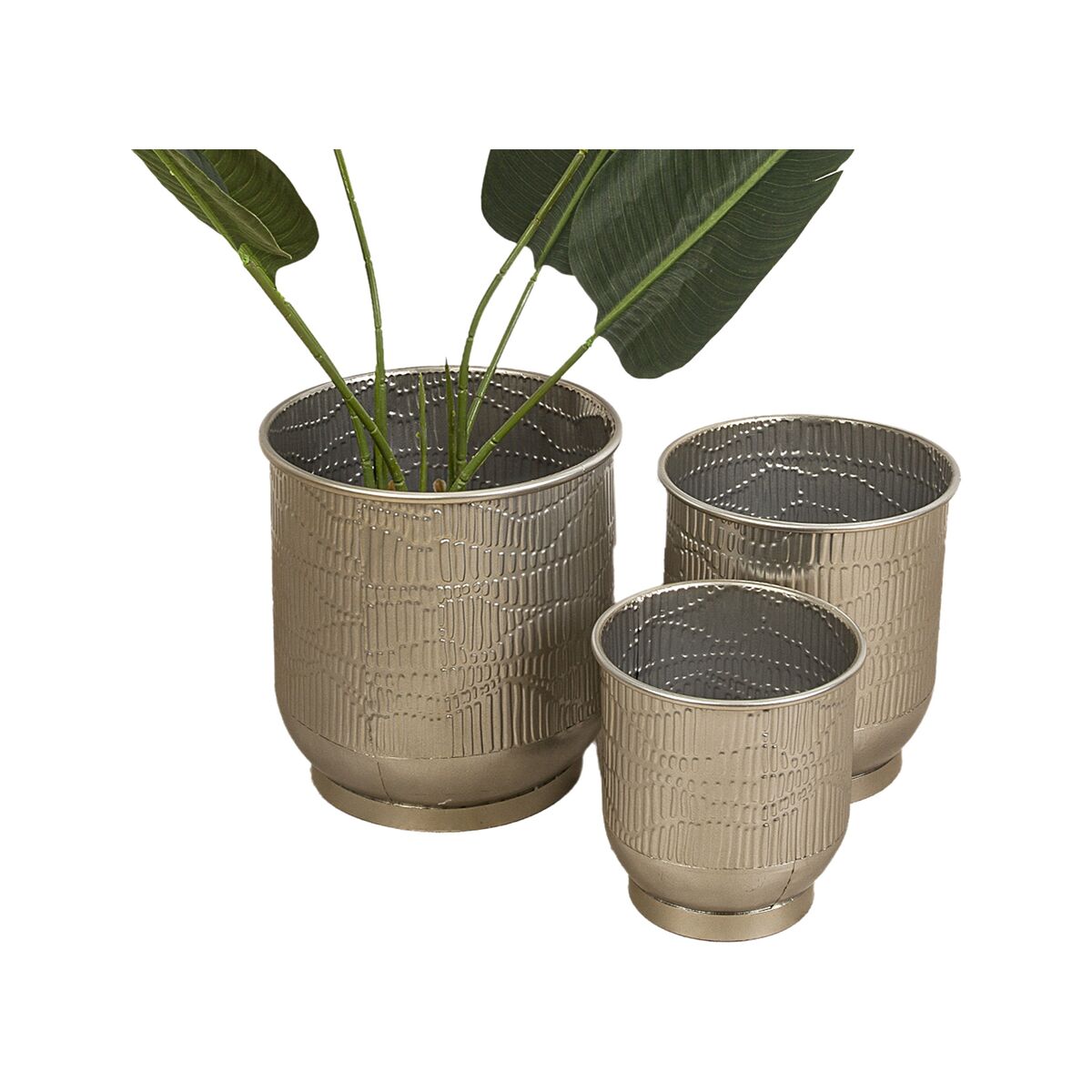 Set of Planters Romimex Silver Metal (3 Pieces) Romimex