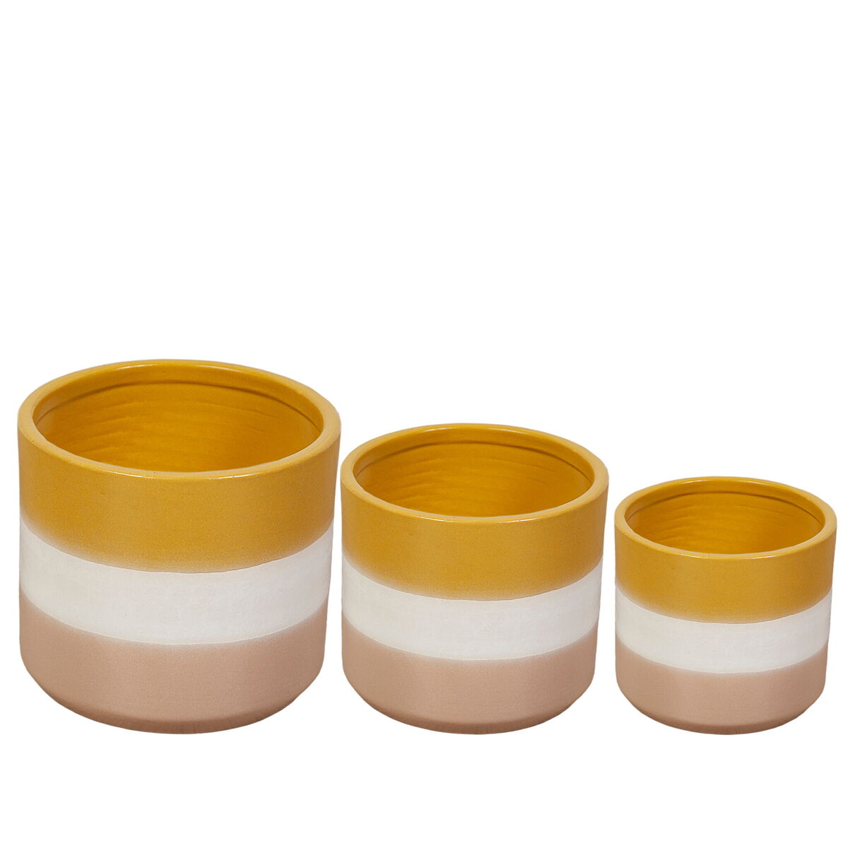 Set of Planters Romimex Yellow Beige Ceramic (3 Pieces) Romimex