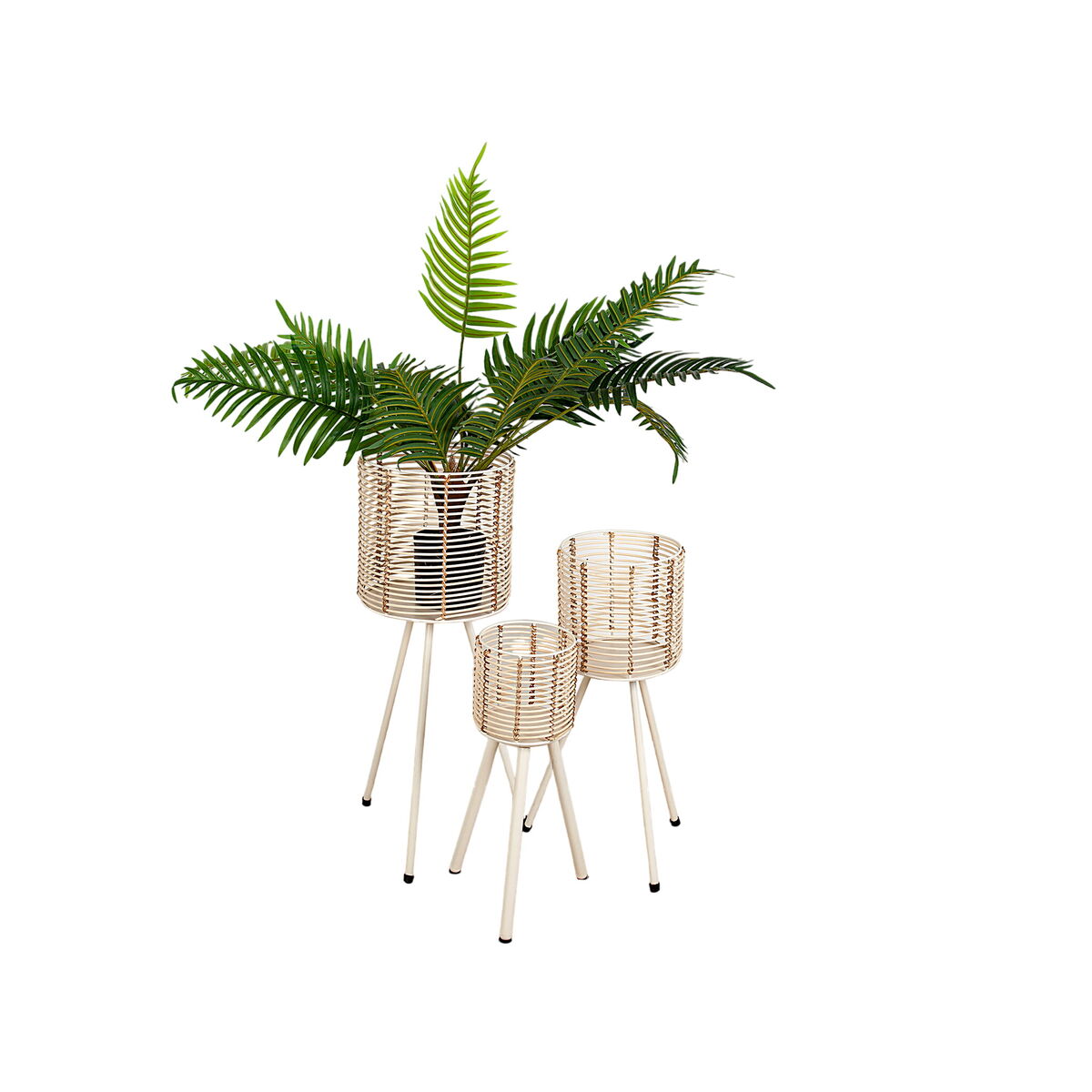 Set of Planters Romimex Rattan Legs (3 Pieces) Romimex