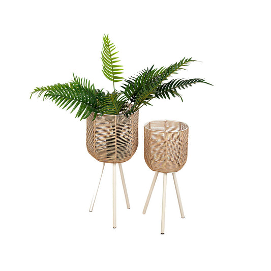 Set of Planters Romimex Rattan Legs (2 Pieces) Romimex