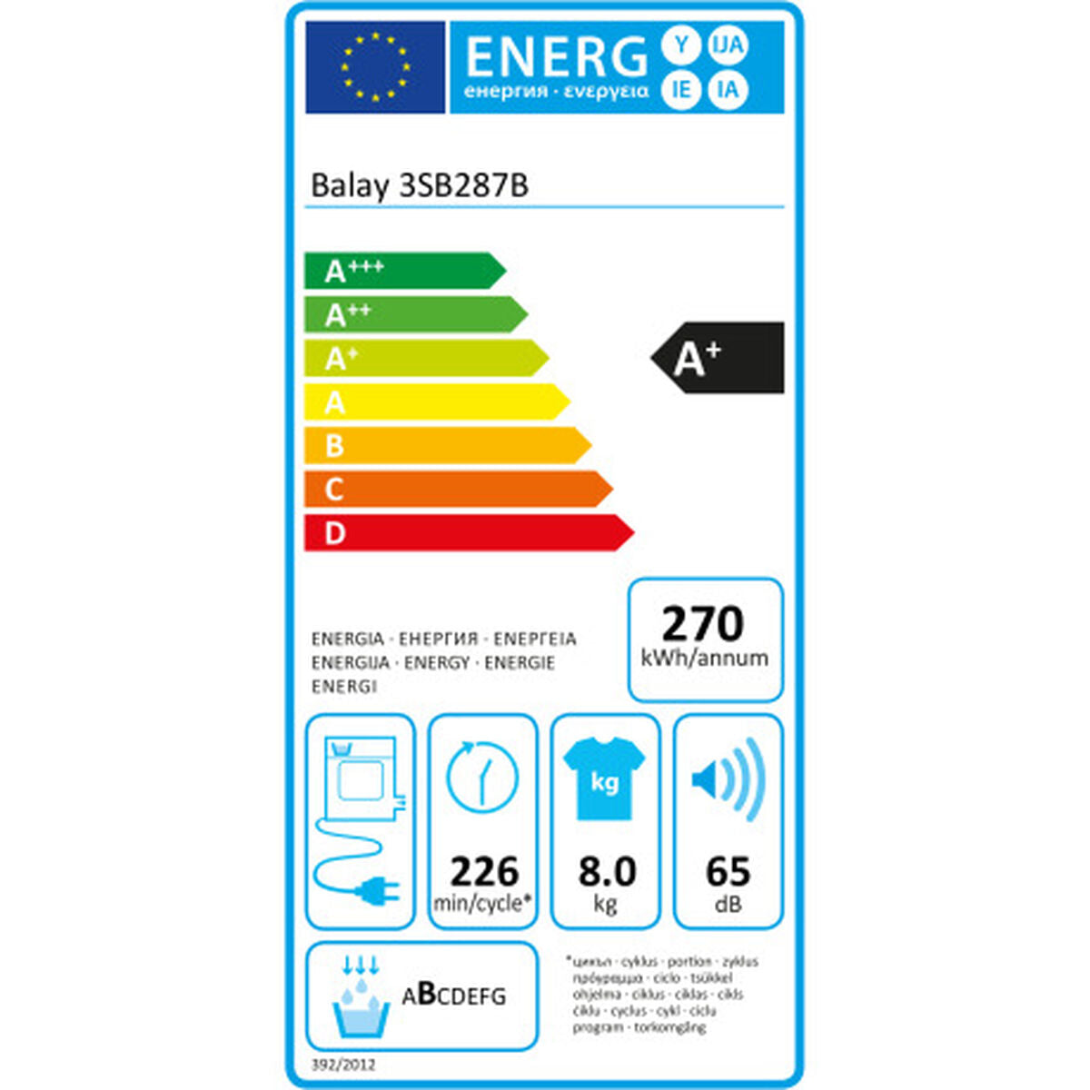 Dryer Balay 3SB287B 8 kg Balay