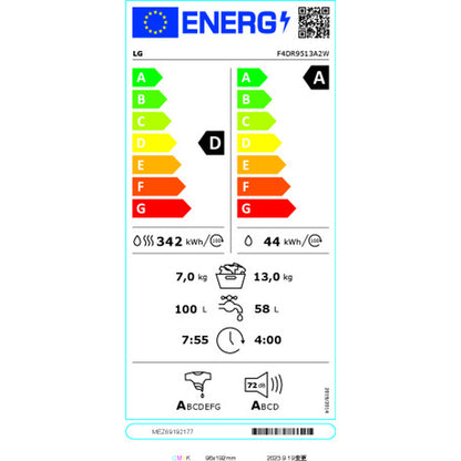 Washer - Dryer LG F4DR9513A2W 13kg / 7kg LG