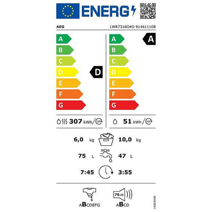 Washer - Dryer AEG Series 7000 LWR7316O4O 1600 rpm White AEG