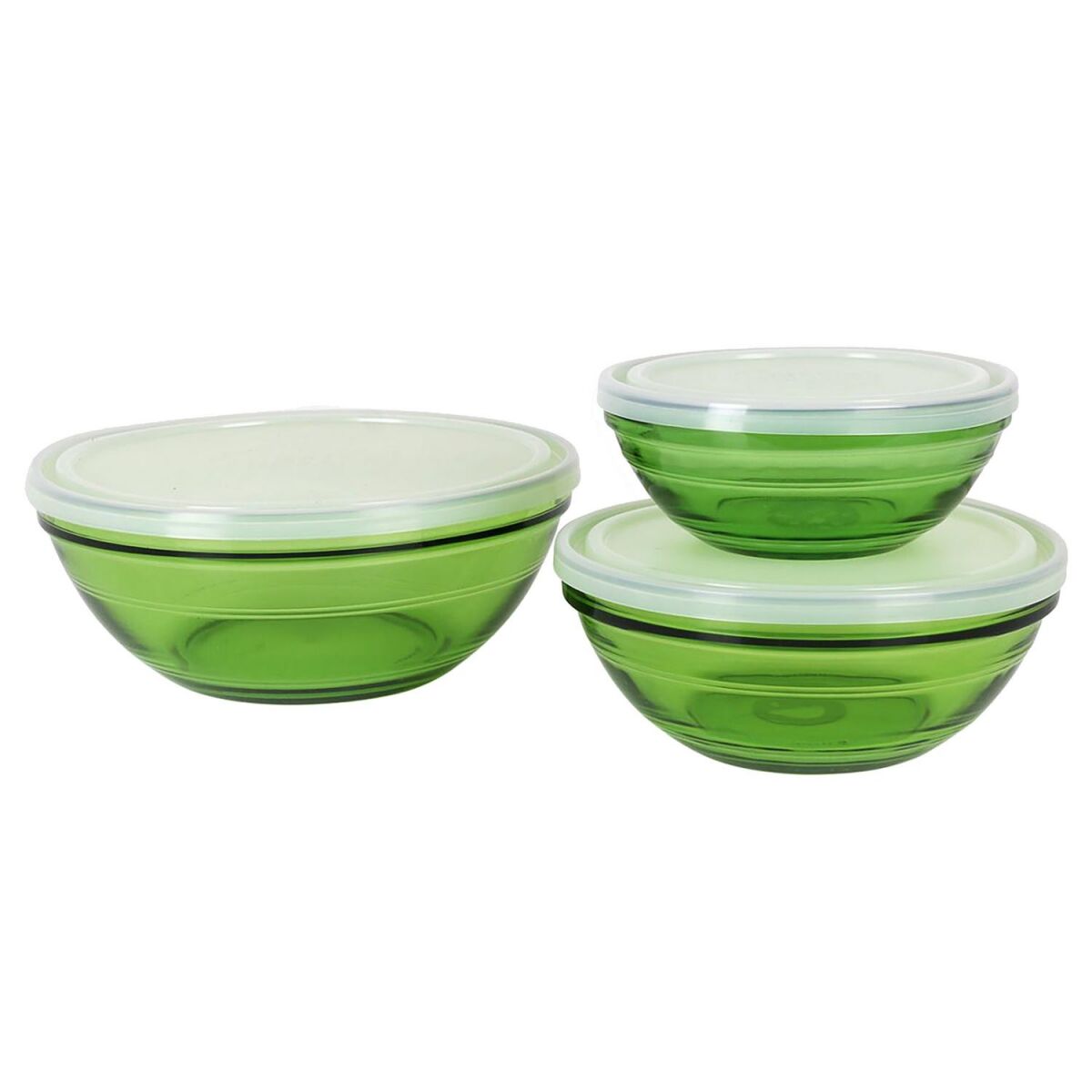 Set of bowls Duralex 3 Pieces Green With lid Duralex