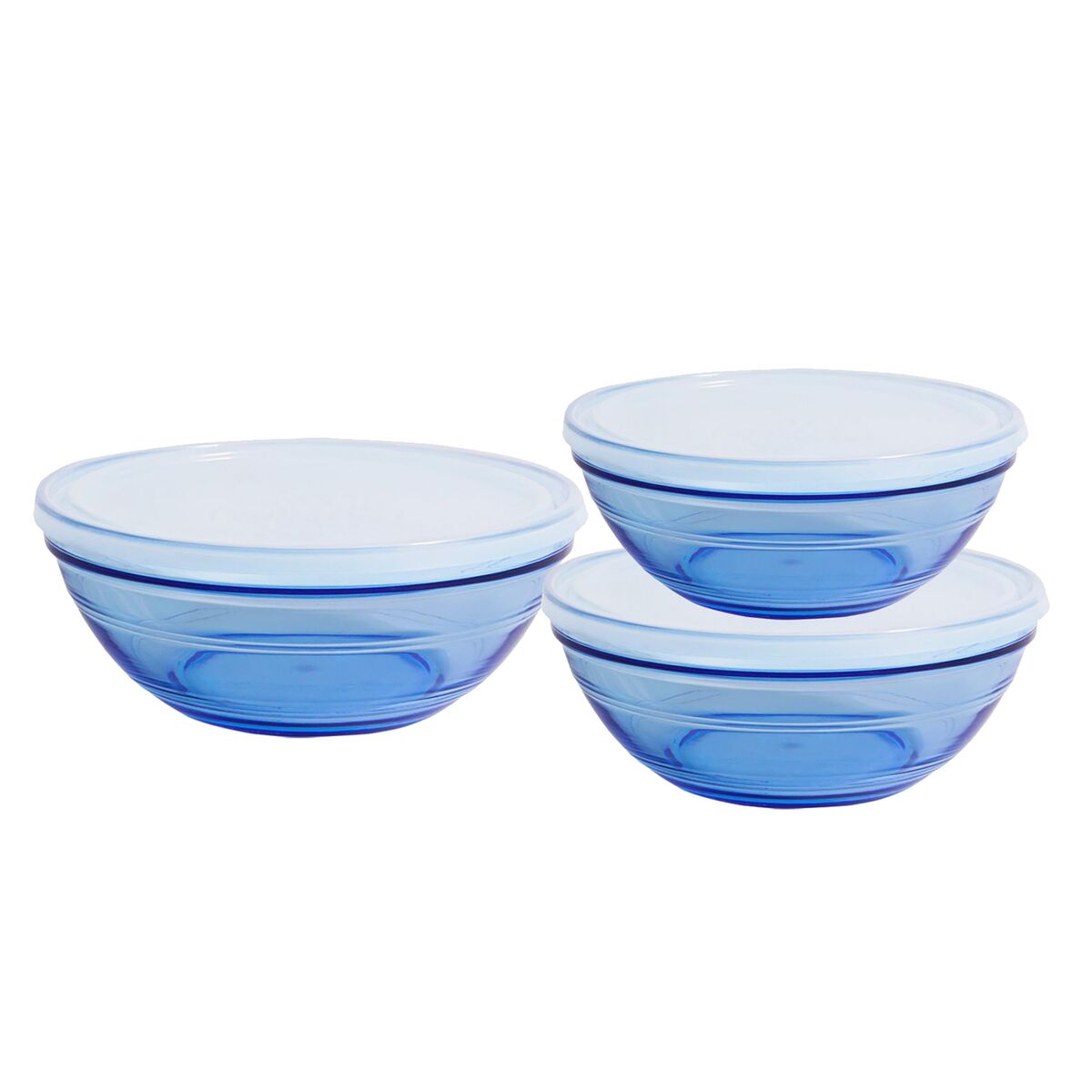 Set of bowls Duralex Marine Blue With lid 3 Pieces Duralex