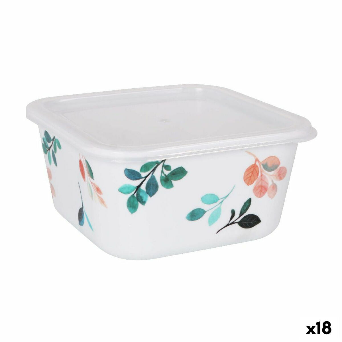 Square Lunch Box with Lid La Mediterránea Alba Melamin 13 x 13 x 6,5 cm (18 Units) La Mediterránea