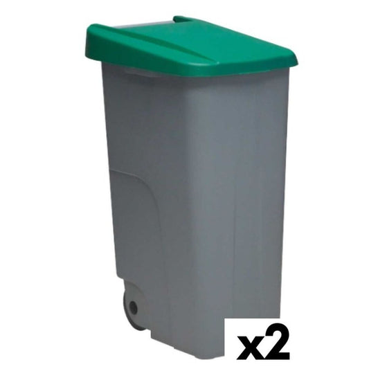 Dustbin with Wheels Denox 85 L Green 58 x 41 x 76 cm Denox