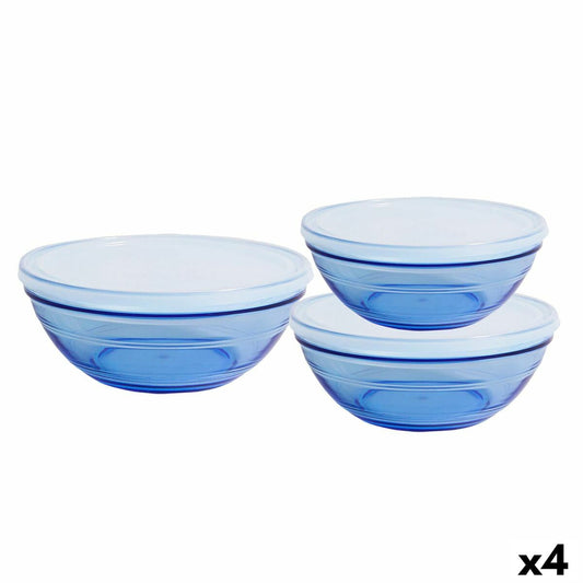 Set of bowls Duralex   Blue With lid 3 Pieces (4 Units)