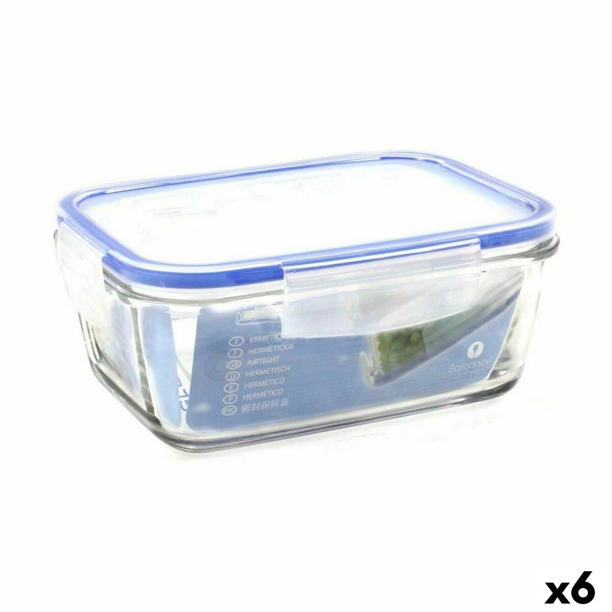 Hermetic Lunch Box Borgonovo Superblock Rectangular 17,5 x 13 x 7,5 cm (6 Units) Borgonovo