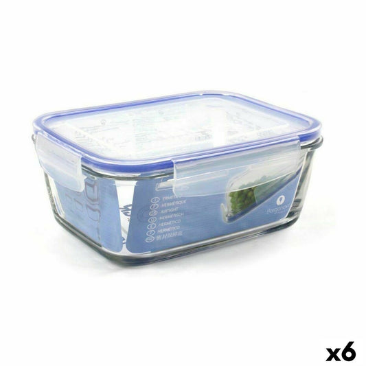 Hermetic Lunch Box Borgonovo Superblock Rectangular 21 x 16 x 8,5 cm (6 Units) Borgonovo