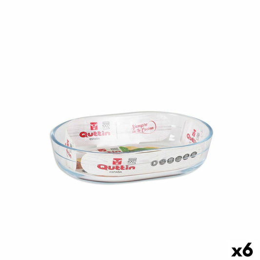 Oven Dish Quttin Glass Oval 600 ml 17,6 x 12,7 x 4 cm (6 Units) Quttin