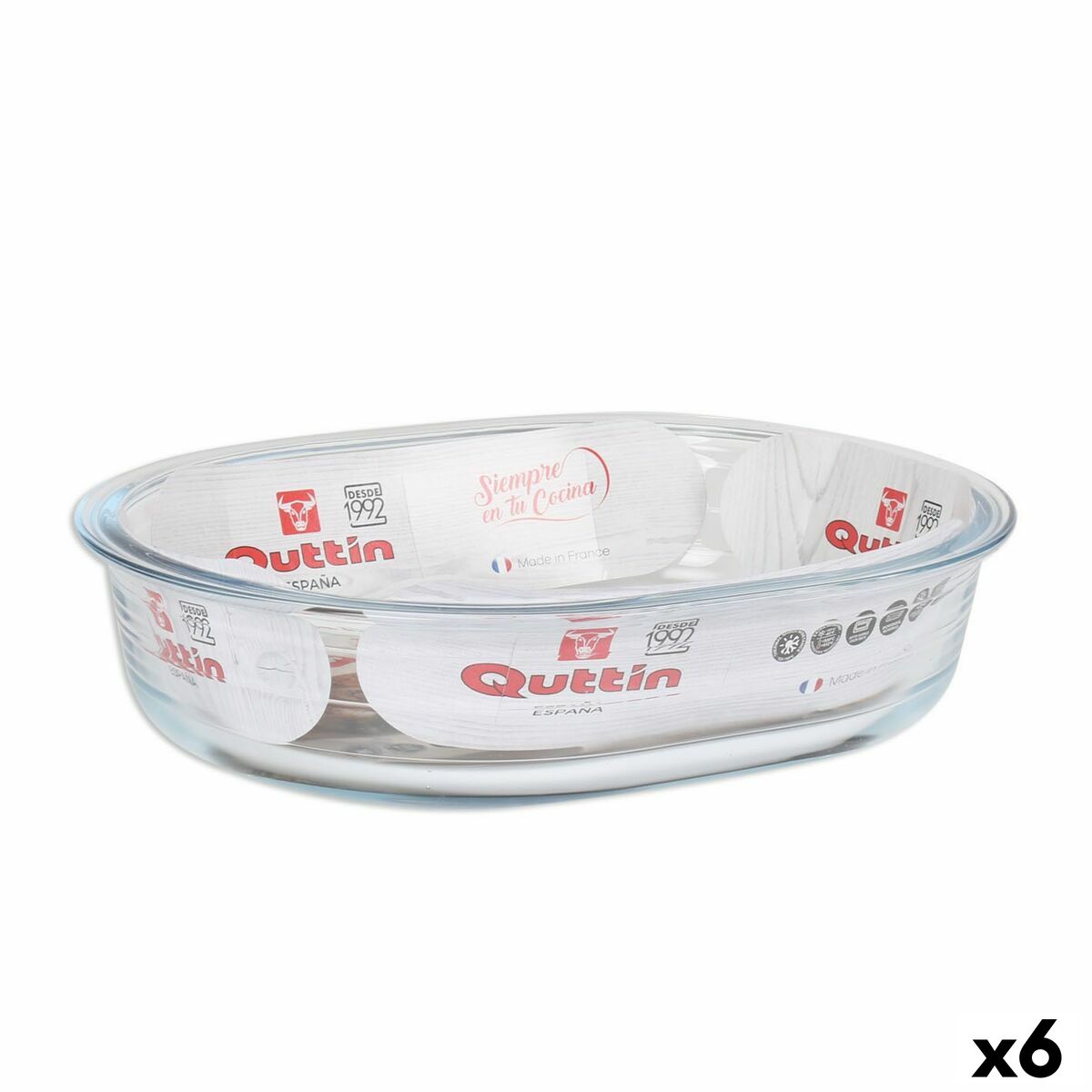 Oven Dish Quttin Glass Oval 1,5 L 23,7 x 18,8 cm (6 Units) Quttin