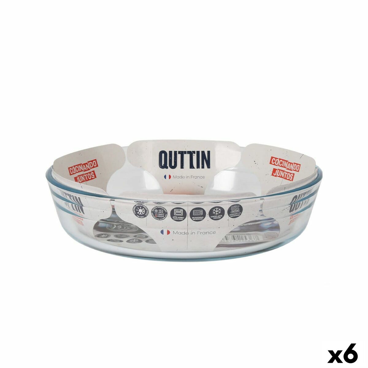 Oven Dish Quttin Glass 1,7 L ø 23 x 5,3 cm (6 Units) Quttin