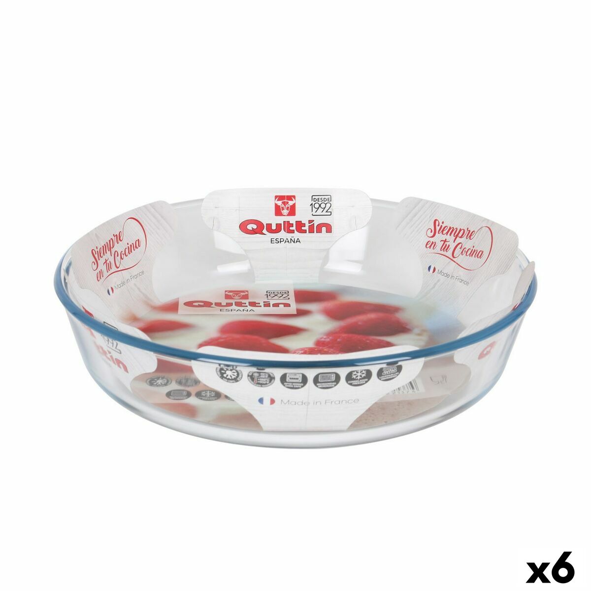 Oven Dish Quttin Glass 2,3 L ø 26 x 5,9 cm (6 Units) Quttin