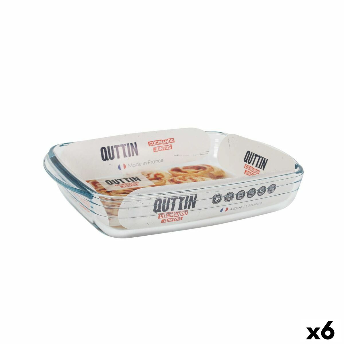 Oven Dish Quttin Glass Rectangular 1,9 L 28 x 19,9 x 5 cm (6 Units) Quttin