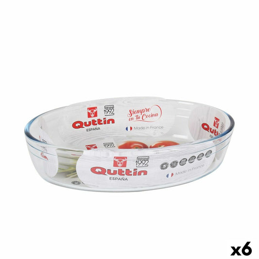 Oven Dish Quttin Glass Oval 1,8 L 26,2 x 17,8 x 6,1 cm (6 Units) Quttin