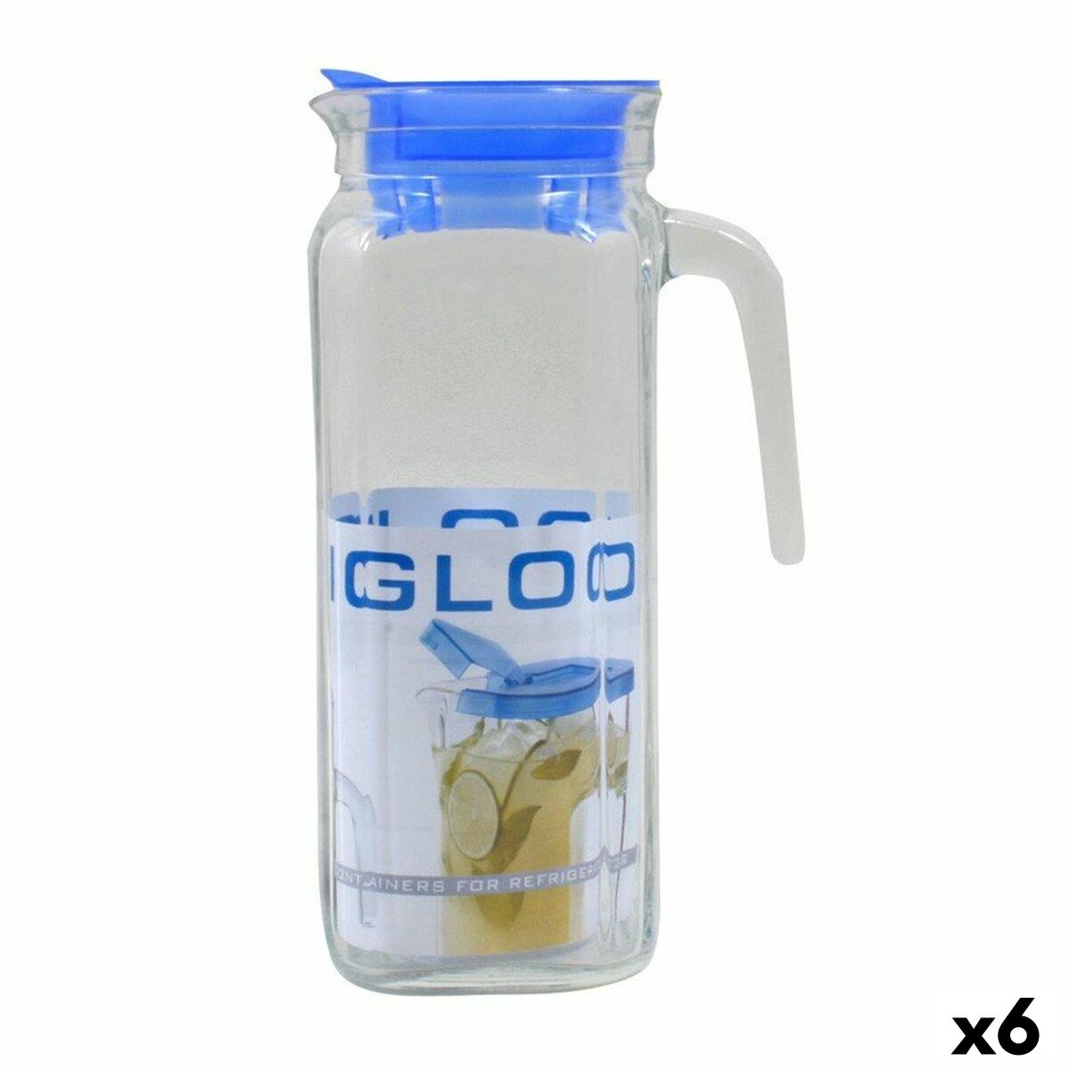 Jug Borgonovo Igloo Transparent Glass Blue 1,2 L (6 Units) Borgonovo