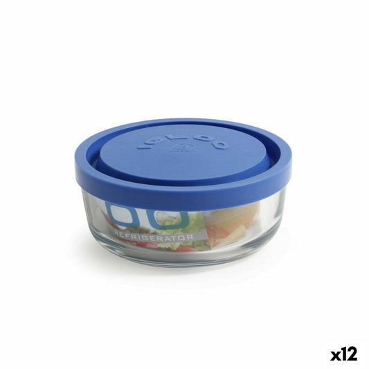 Round Lunch Box with Lid Borgonovo Igloo Blue 320 ml ø 11 x 5 cm (12 Units) Borgonovo