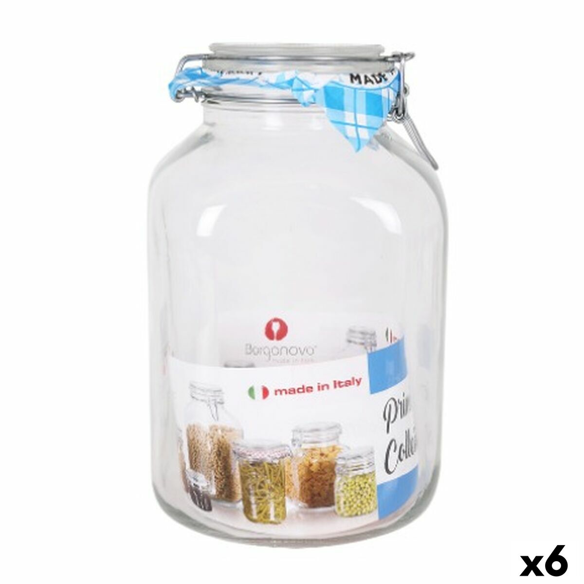 Jar Borgonovo Hermetic Transparent Crystal 4,25 L 14,5 x 14,5 x 26 cm (6 Units) Borgonovo