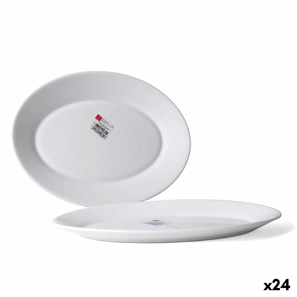 Serving Platter Bormioli Toledo White Glass Oval 30 x 21 x 2,7 cm (24 Units) Bormioli