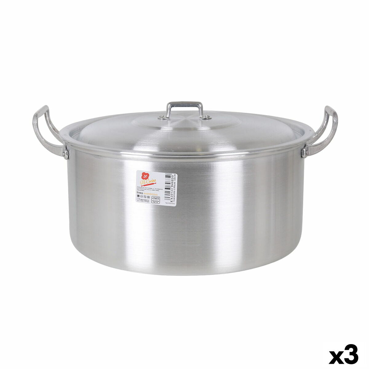 Casserole with lid Aluminium 41 x 33 x 19 cm (3 Units) BigBuy Cooking