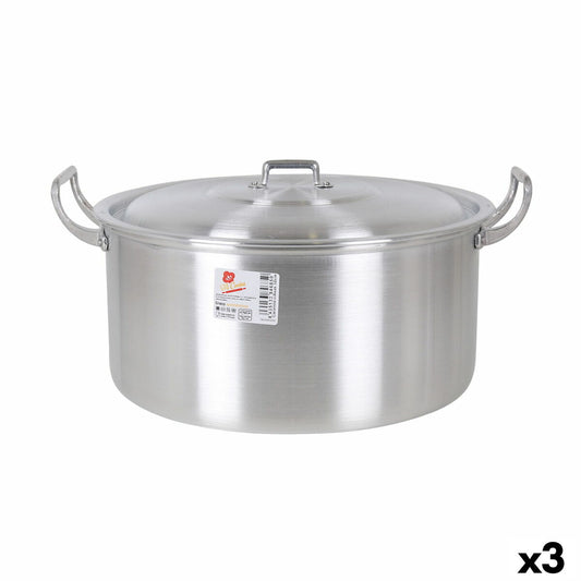 Casserole with lid Aluminium 41 x 33 x 19 cm (3 Units) BigBuy Cooking