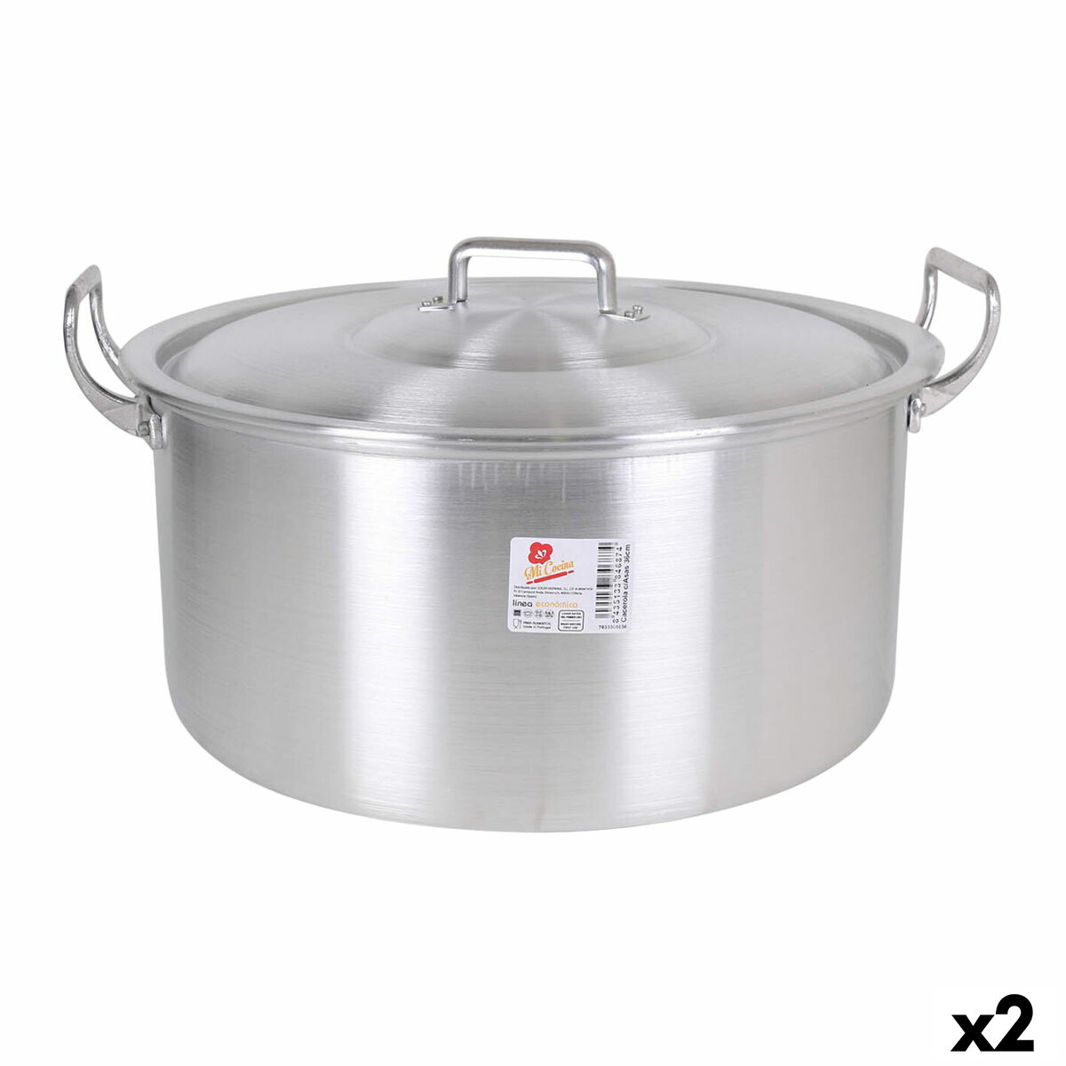 Casserole with lid Aluminium 44 x 39 x 21 cm (2 Units) BigBuy Cooking