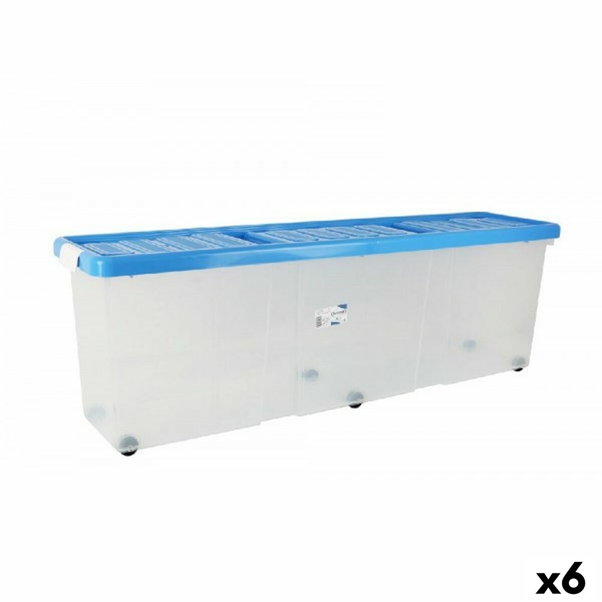 Storage Box with Lid Tontarelli Blue Transparent Plastic 120 x 30 x 39 cm Wheels (6 Units) Tontarelli