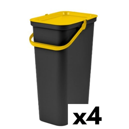 Recycling Waste Bin Tontarelli Moda Yellow 38 L (4 Units) Tontarelli