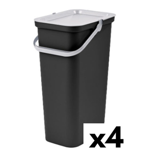 Recycling Waste Bin Tontarelli Moda White Black 38 L (4 Units) Tontarelli