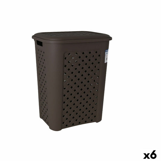 Laundry basket Tontarelli Arianna Wengue Plastic 43,5 x 33,5 x 55 cm (6 Units) Tontarelli