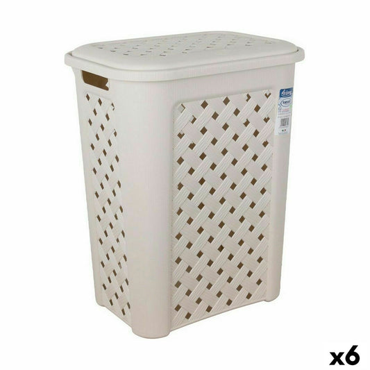 Laundry Basket Tontarelli Arianna With lid Beige 37,5 x 27,5 x 47 cm (6 Units) Tontarelli