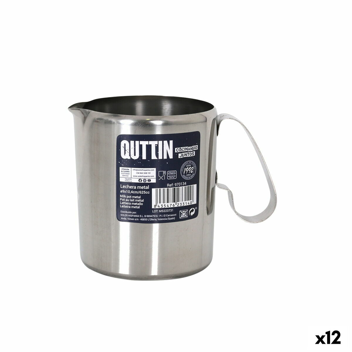 Milk jug Quttin Silver Metal (12 Units) Quttin