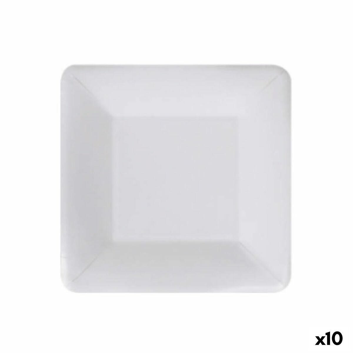 Plate set Algon Disposable White Cardboard Squared 18 cm (10 Units) Algon