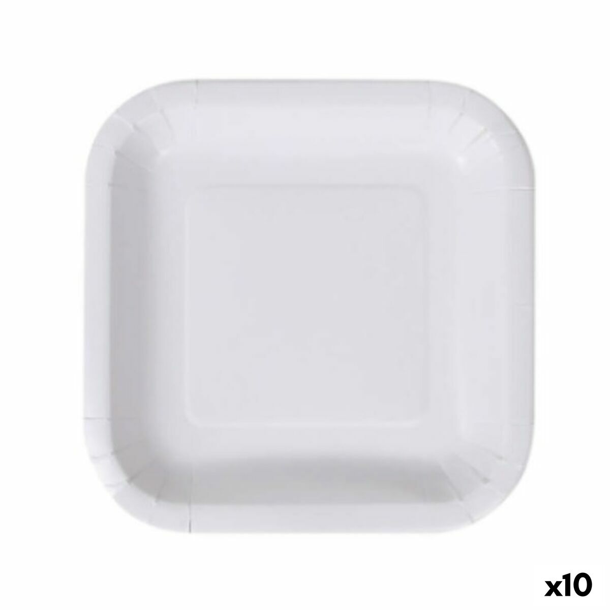 Plate set Algon Disposable White Cardboard Squared 20 cm (10 Units) Algon