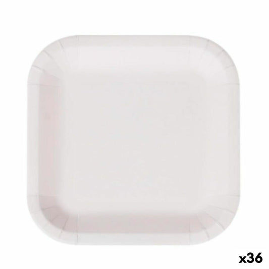 Plate set Algon Disposable White Cardboard Squared 26 cm (36 Units) Algon