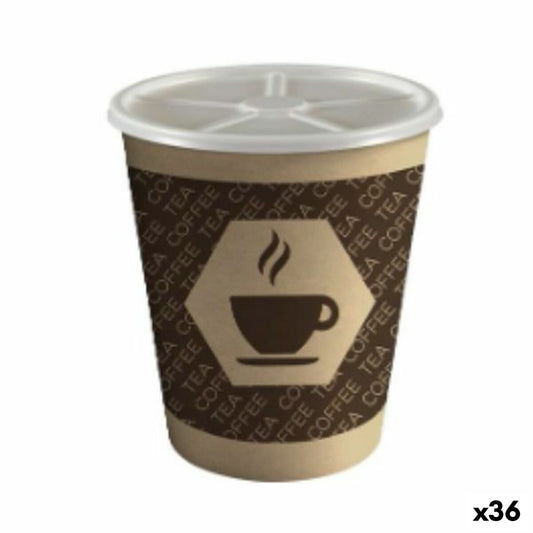 Glass with Lid Algon Cardboard Disposable Coffee 36 Units (12 Pieces) Algon